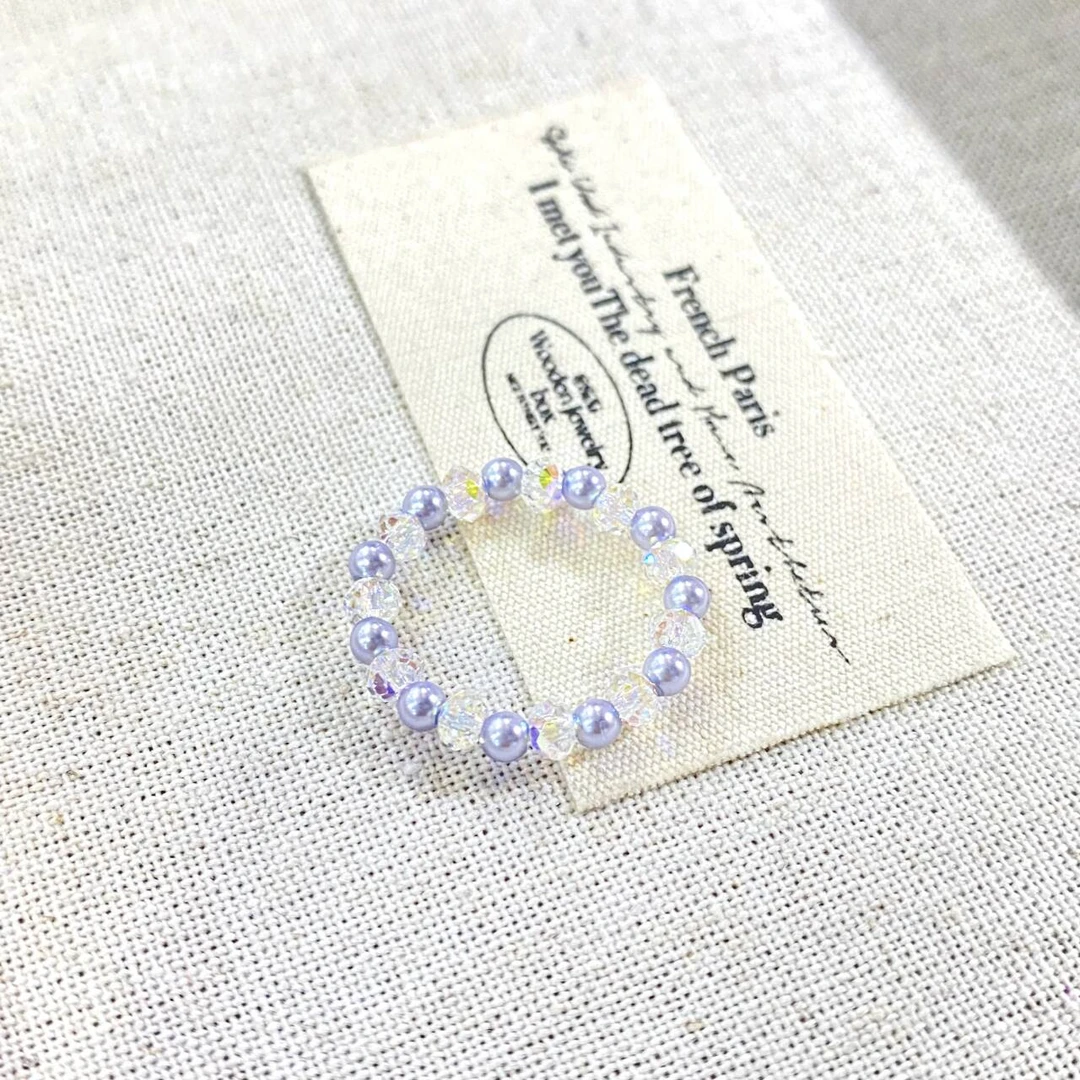 非金属仿水晶戒指 华子隔晶灰珠戒指 7821