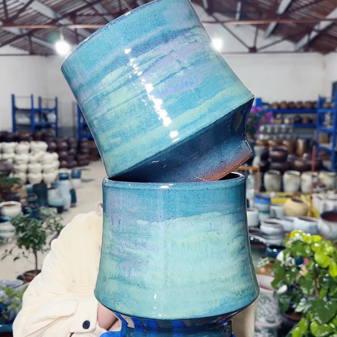 紫砂花盆高21口18