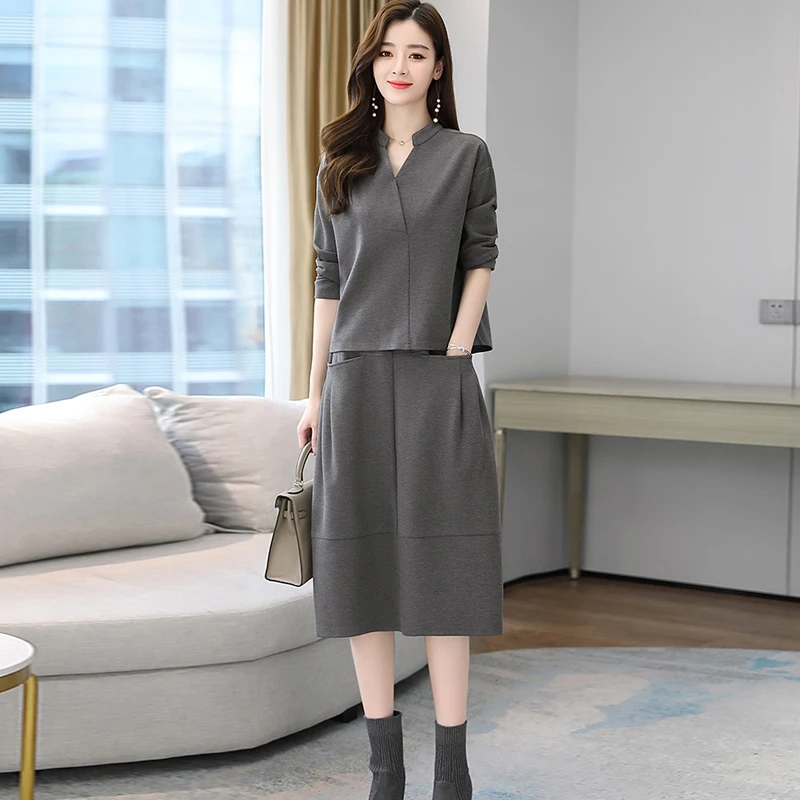 长袖连衣裙女两件套2025秋季新款大码女装洋气减龄宽松显瘦套装裙