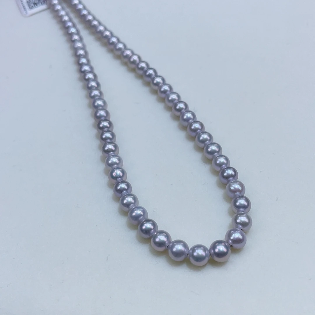 淡水珍珠5正圆极光灰几乎无暇银S925镶嵌