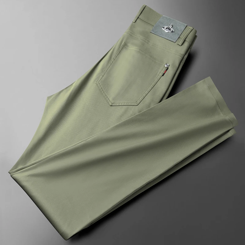 潮牌轻奢2025新款夏季高端潮牌凉感男士纯色休闲裤修身纯色直筒男