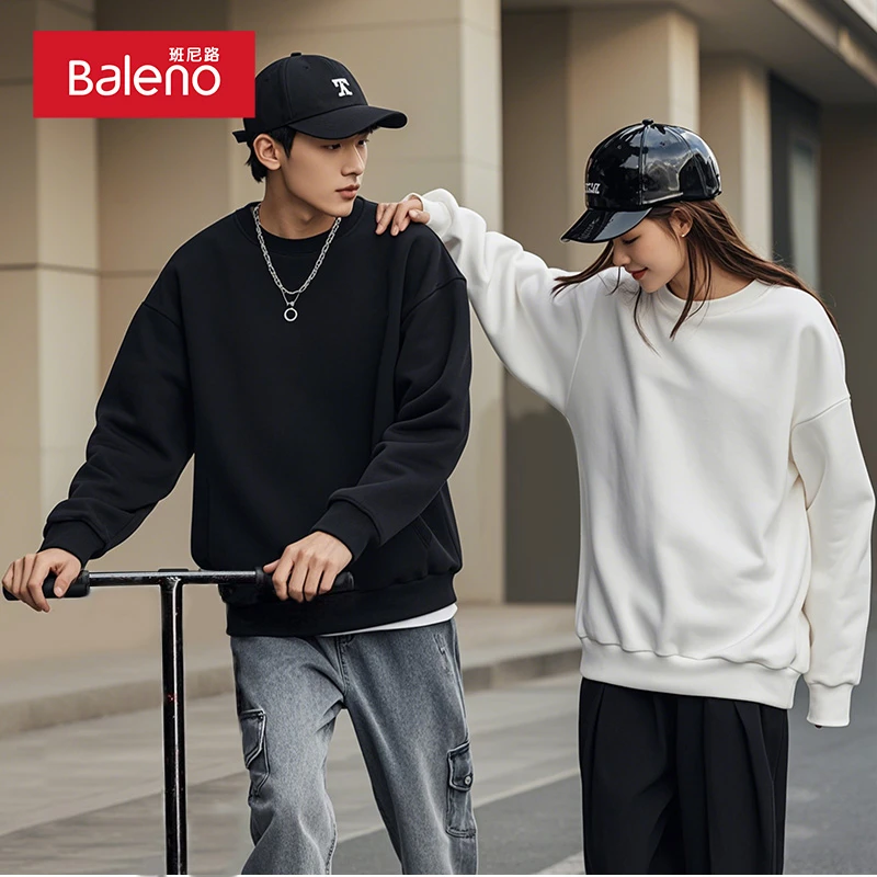 班尼路卫衣男孩子青少年圆领长袖2025新款春秋韩版情侣套头衫PCB