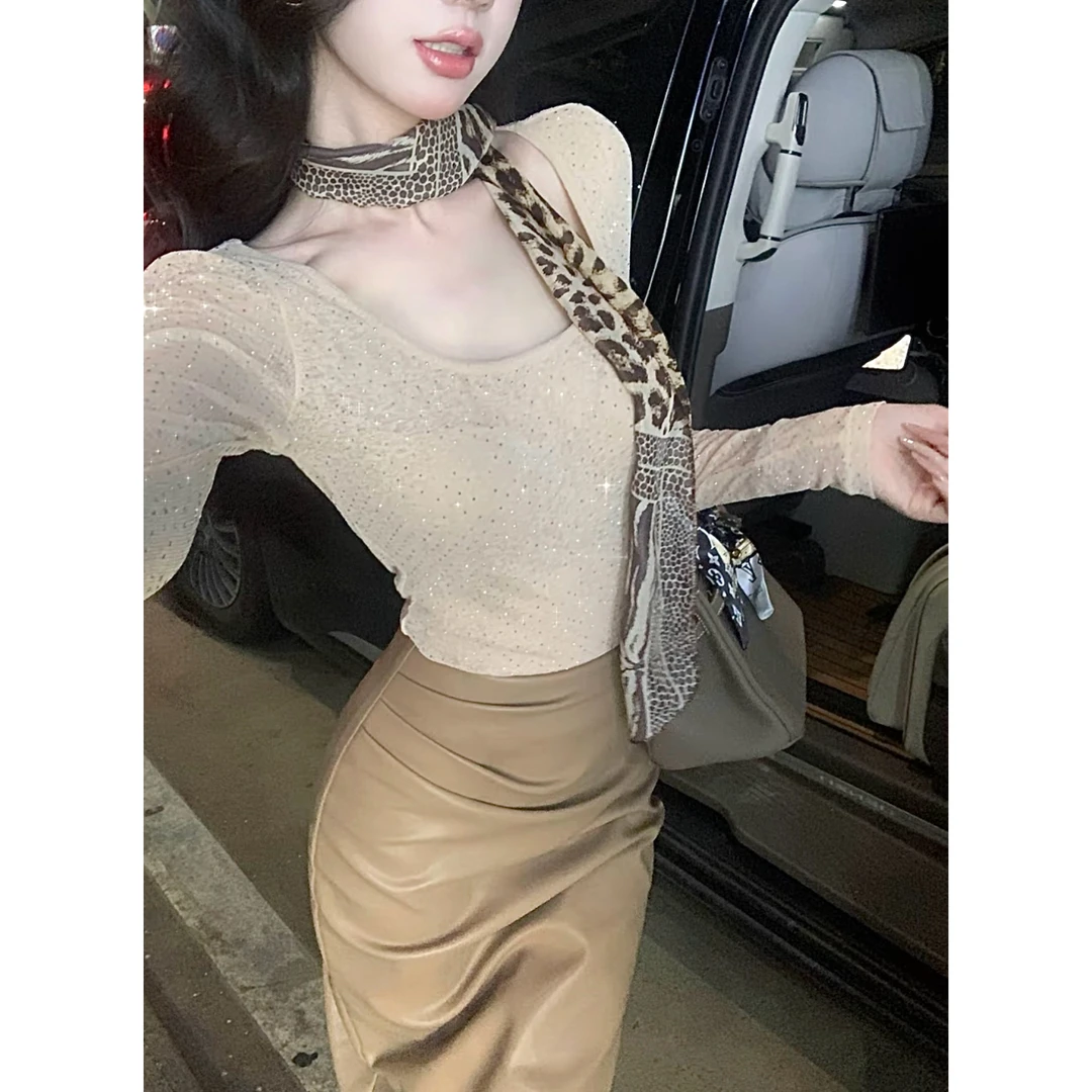 美式复古辣妹豹纹丝巾百搭小众设计千禧风甜酷薄款领巾围巾