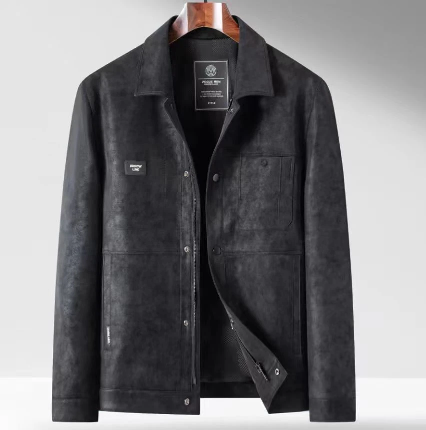 冬季男士麂皮绒休闲皮夹克2602