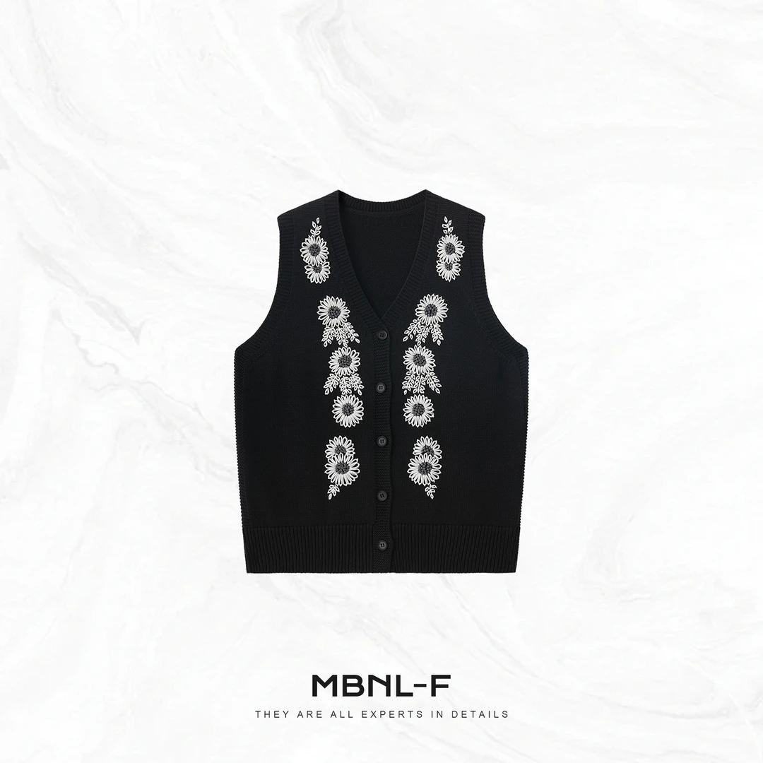 MBNL-F “绣花马甲” 高定7针撞色绣花经典老钱背心 秦磊JN-MY5300