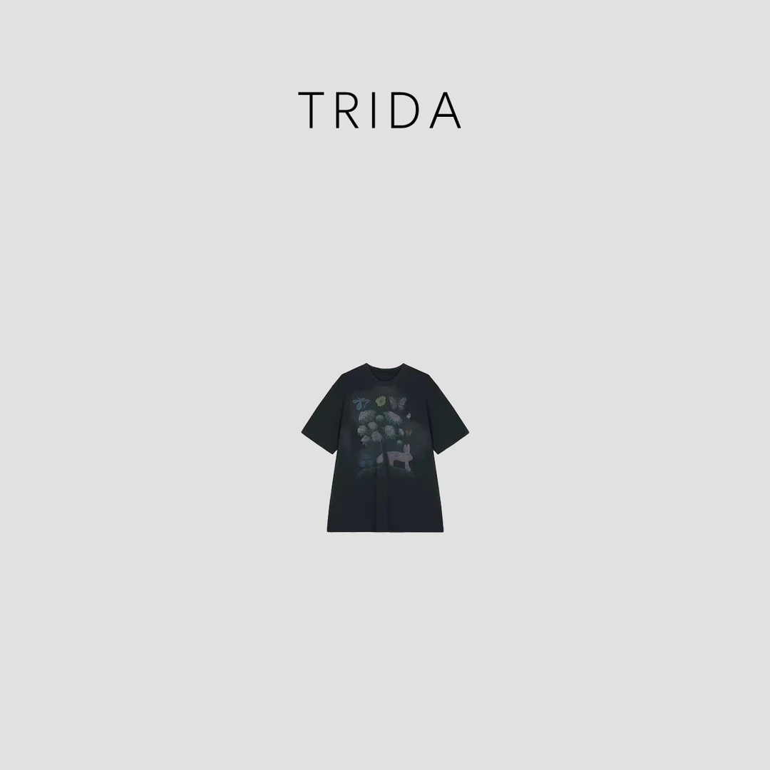 Trida_【仲夏夜花园】双色精梳棉野生图案短袖设计款休闲T恤5216LL