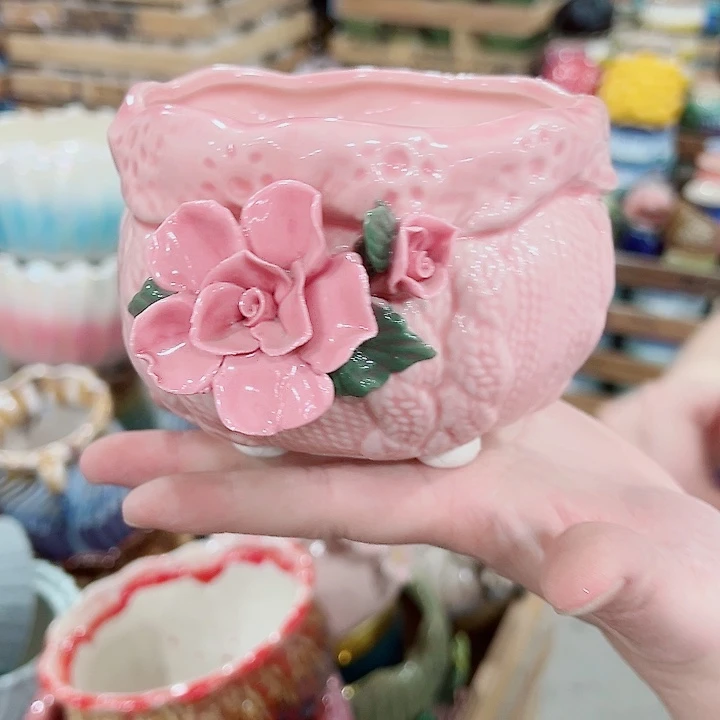 有孔，凑单福利满10元发货陶瓷多肉花盆！