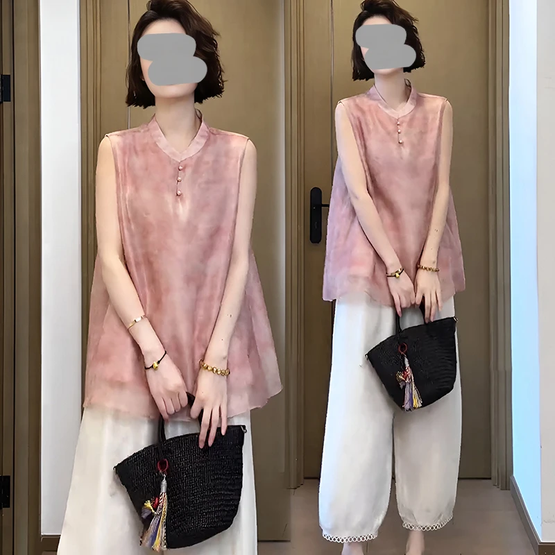 大码粉色新中式三粒扣立领衬衫2025夏季新款胖MM精致舒适上衣女