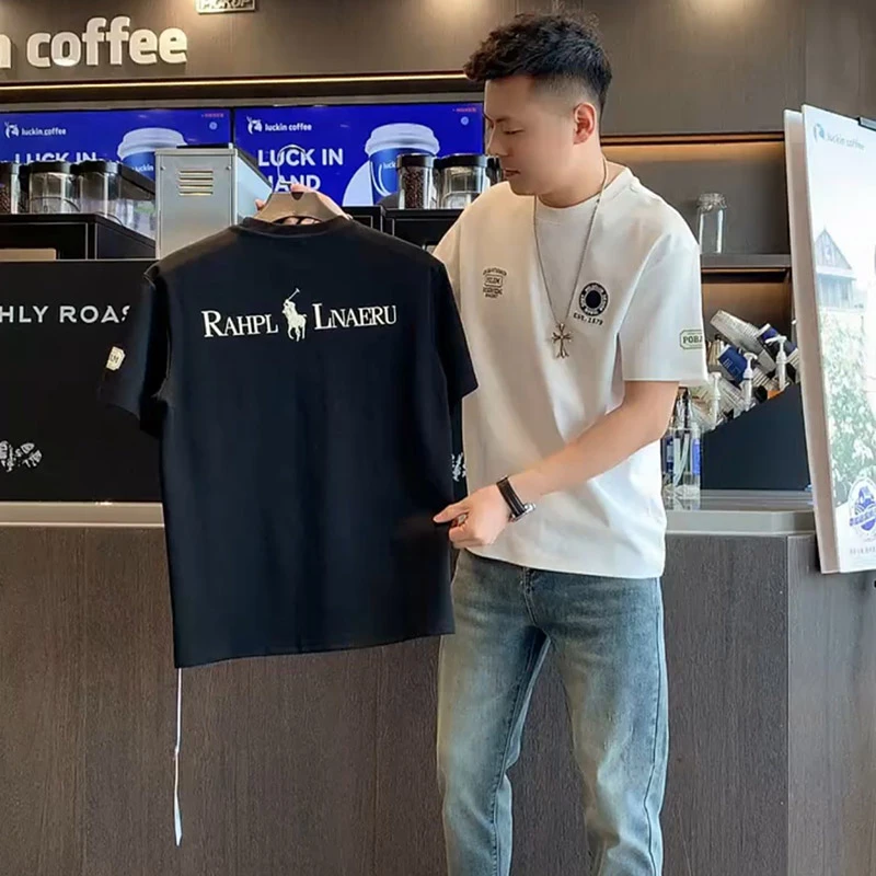 2025夏季修身T恤男时尚印花潮牌穿搭高级感设计小众百搭美式上衣