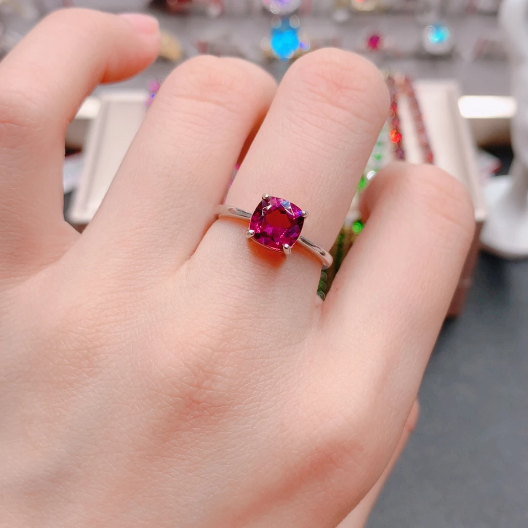 石榴石戒指银S925镶嵌