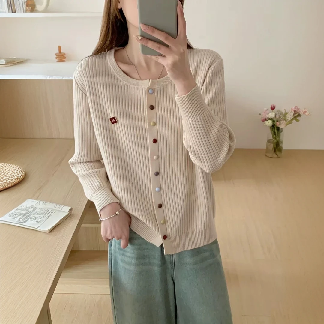 2025新款女圆领毛针织衫韩系开衫秋冬简约风上衣NJ201