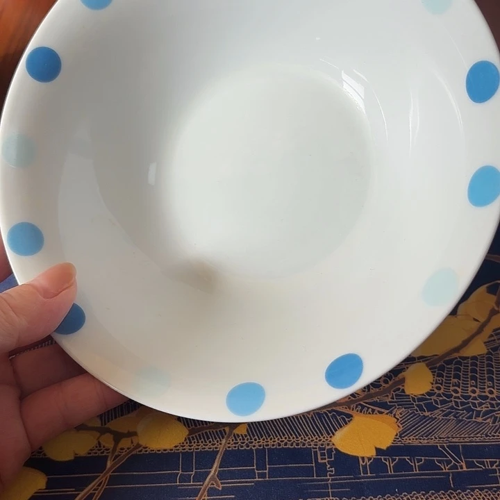瓷S97蓝点白碗微划