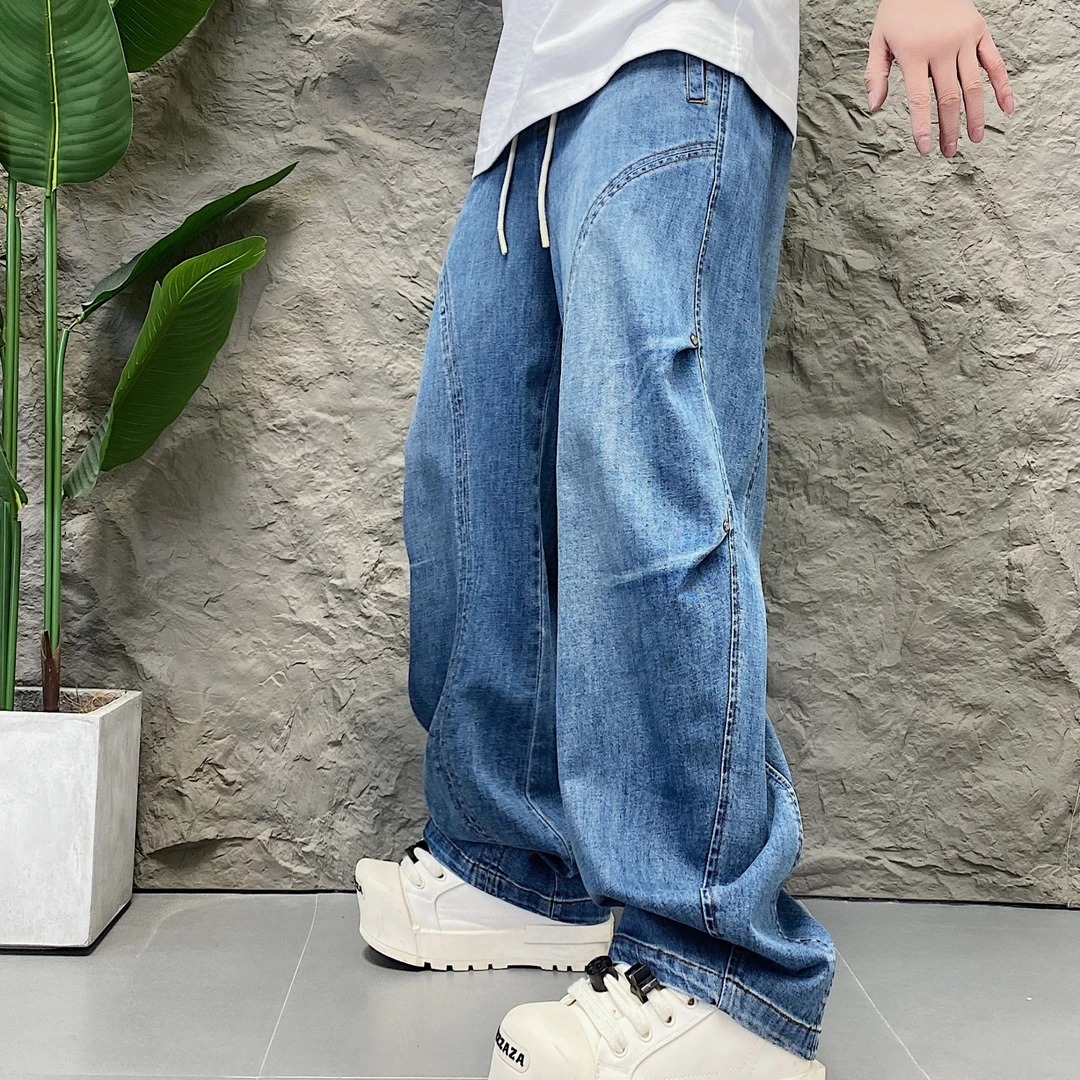 【唠叨哥】春夏新品时尚大直筒舒适柔软弹力洗水工艺牛仔休闲裤5610