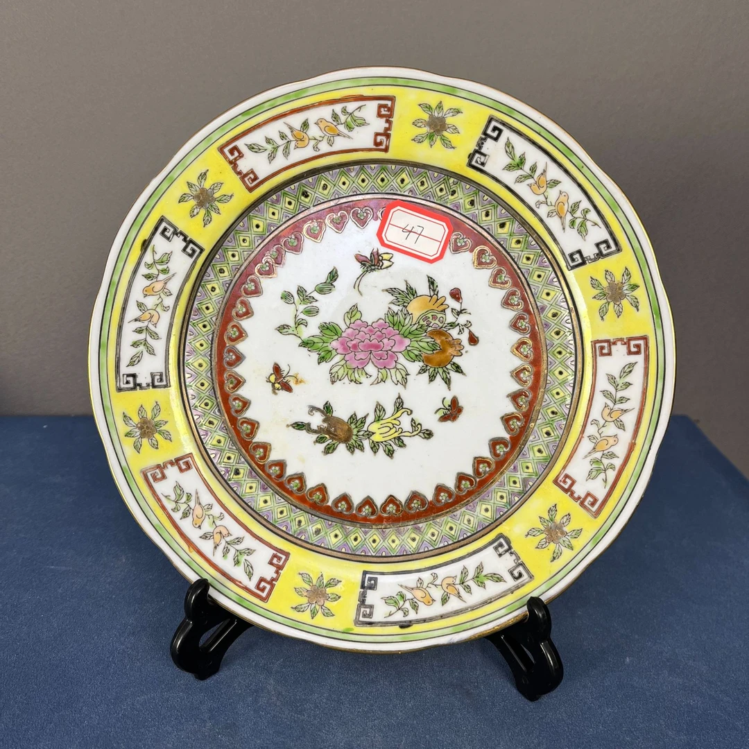 【微瑕慎拍】183景德镇老厂瓷博古花卉系列赏盘