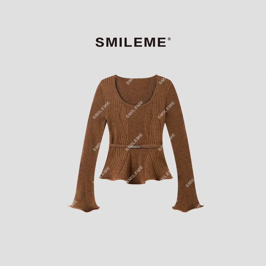 SMILEME【松间积雪】秋季‘100%美丽诺羊毛‘杨子纱羊毛衫MK09725411