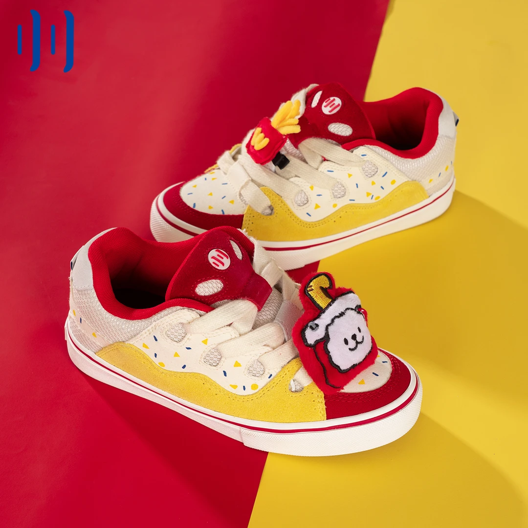 顽刻ollieskate面包鞋芝士薯条红黄撞色拼接BAKE男女国潮滑板鞋