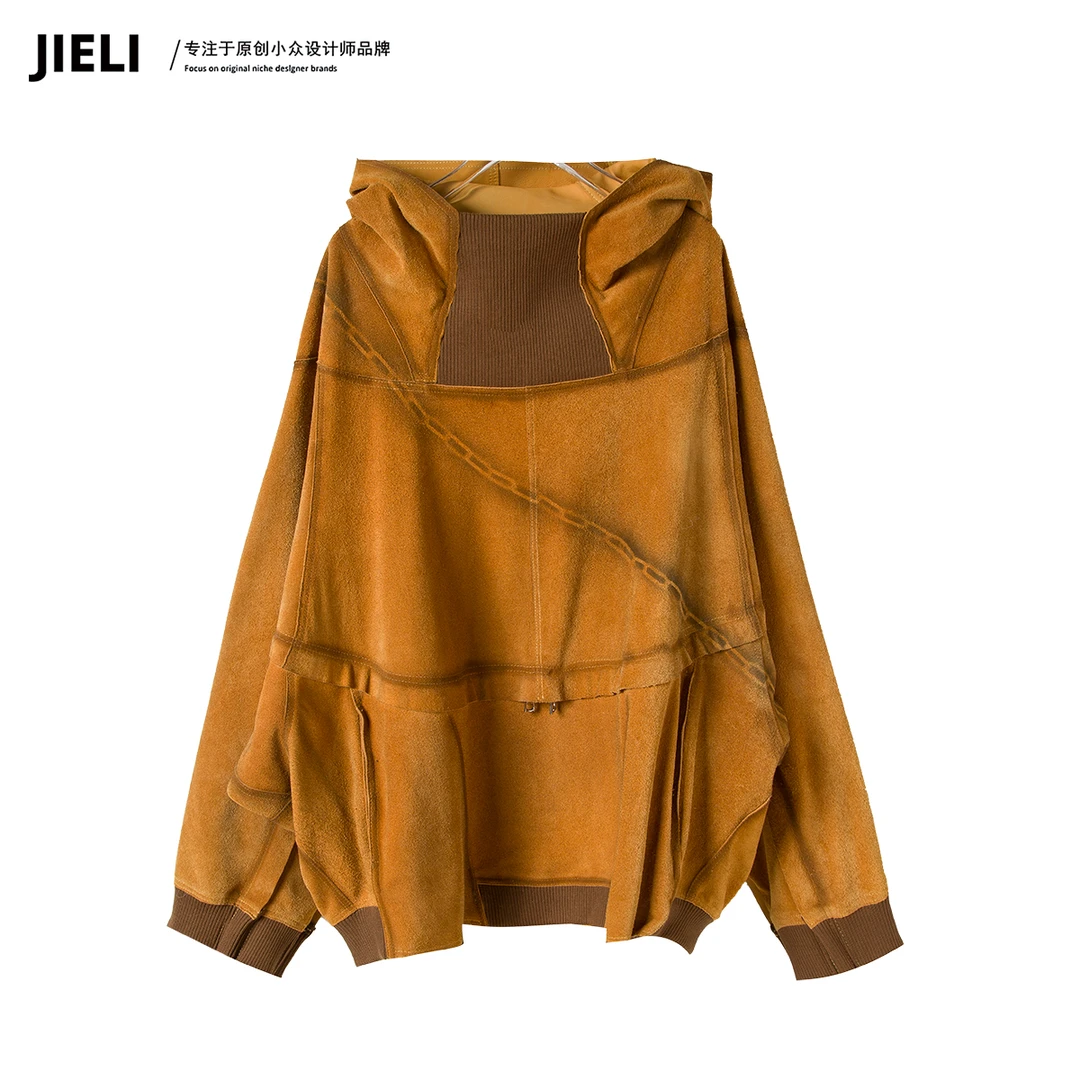 JIE LI/街力设计师高级时尚百搭定制咖色外套女W1765