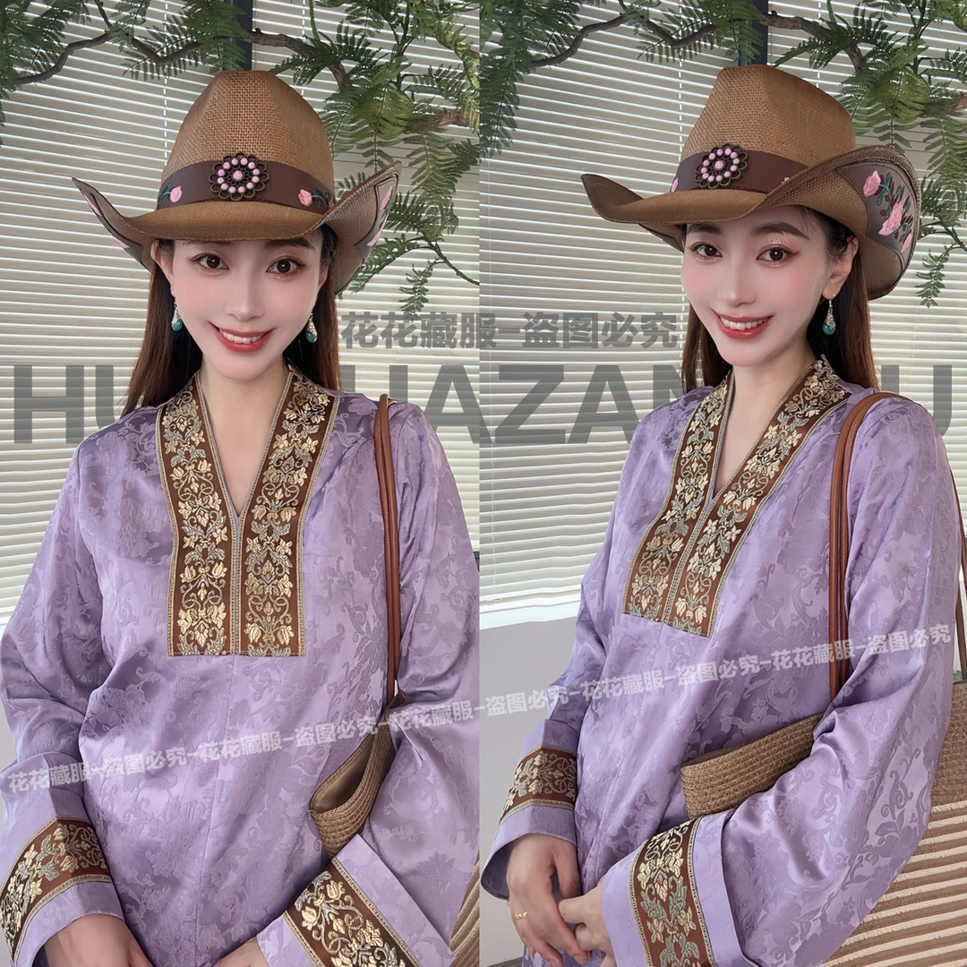 新款国风藏装衬衣女士中长款民族风藏式衬衫旅游拍照慵懒披肩上衣