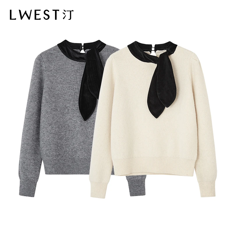 朗文斯汀2024冬装新款丝绒拼接设计感针织衫DZMZ4511C09556