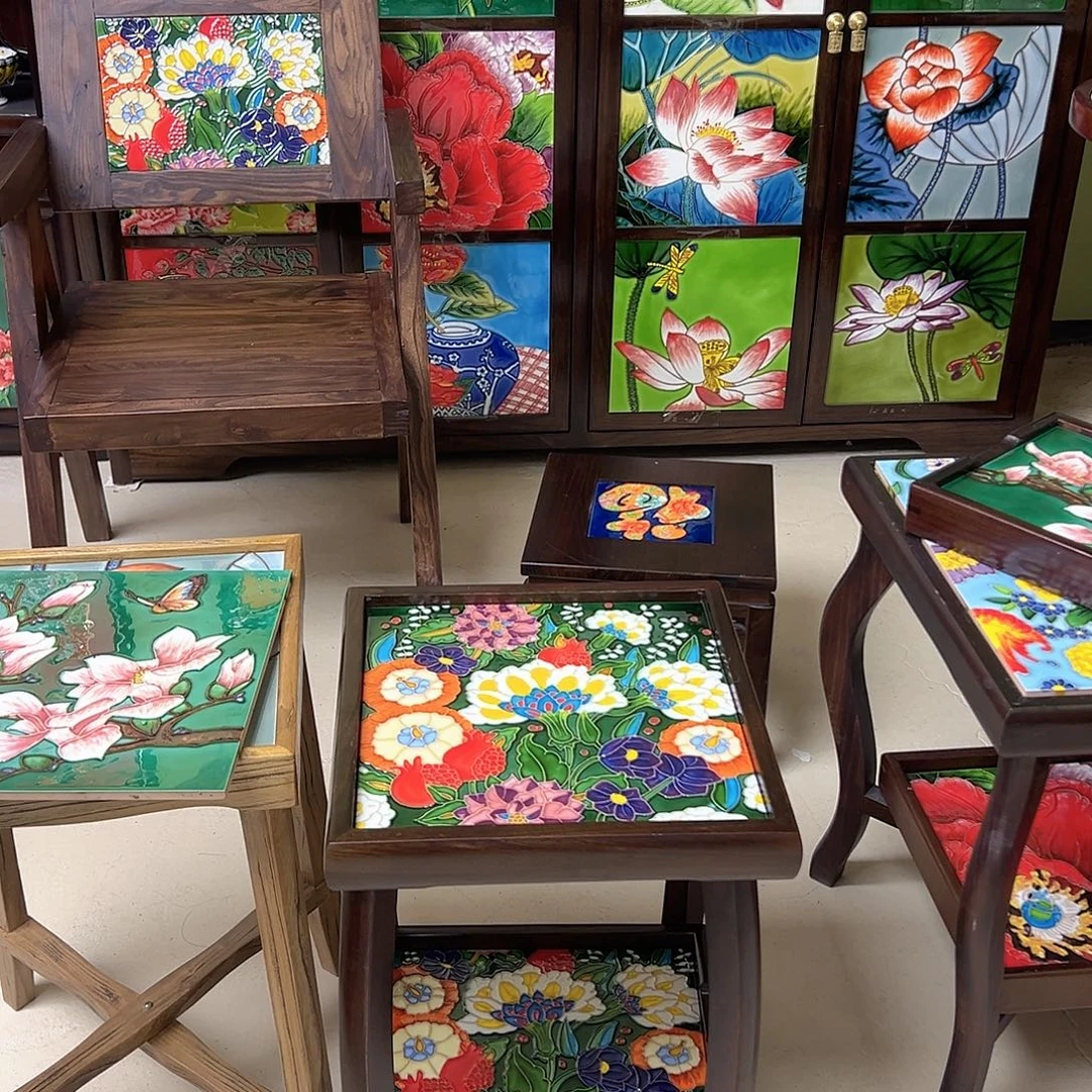 月***儿琉璃手工艺品折叠桌刹那芳华