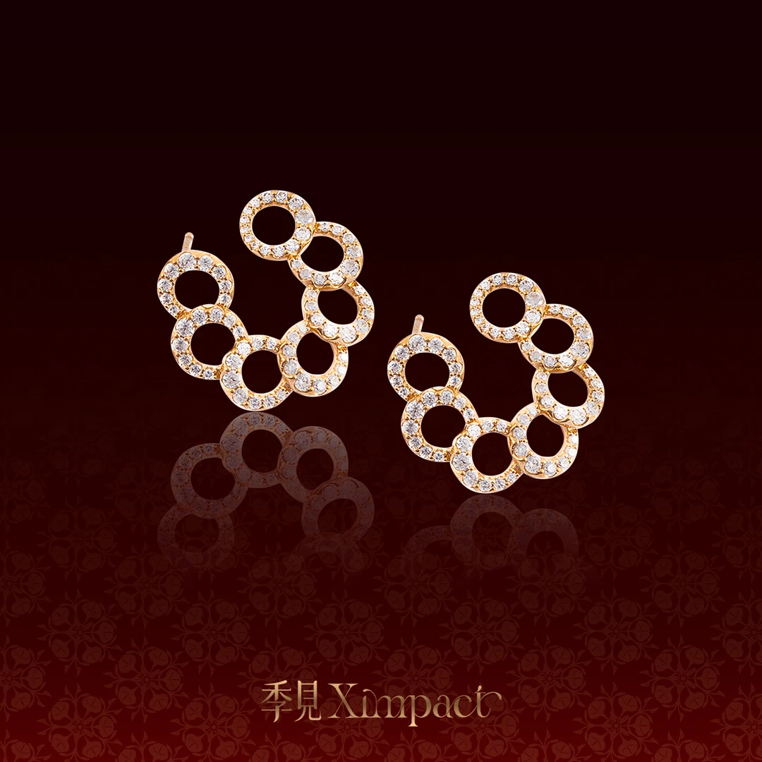 季見 925银耳饰 曜我系列-环环相扣耳饰 圆圆满满 礼物 送女友