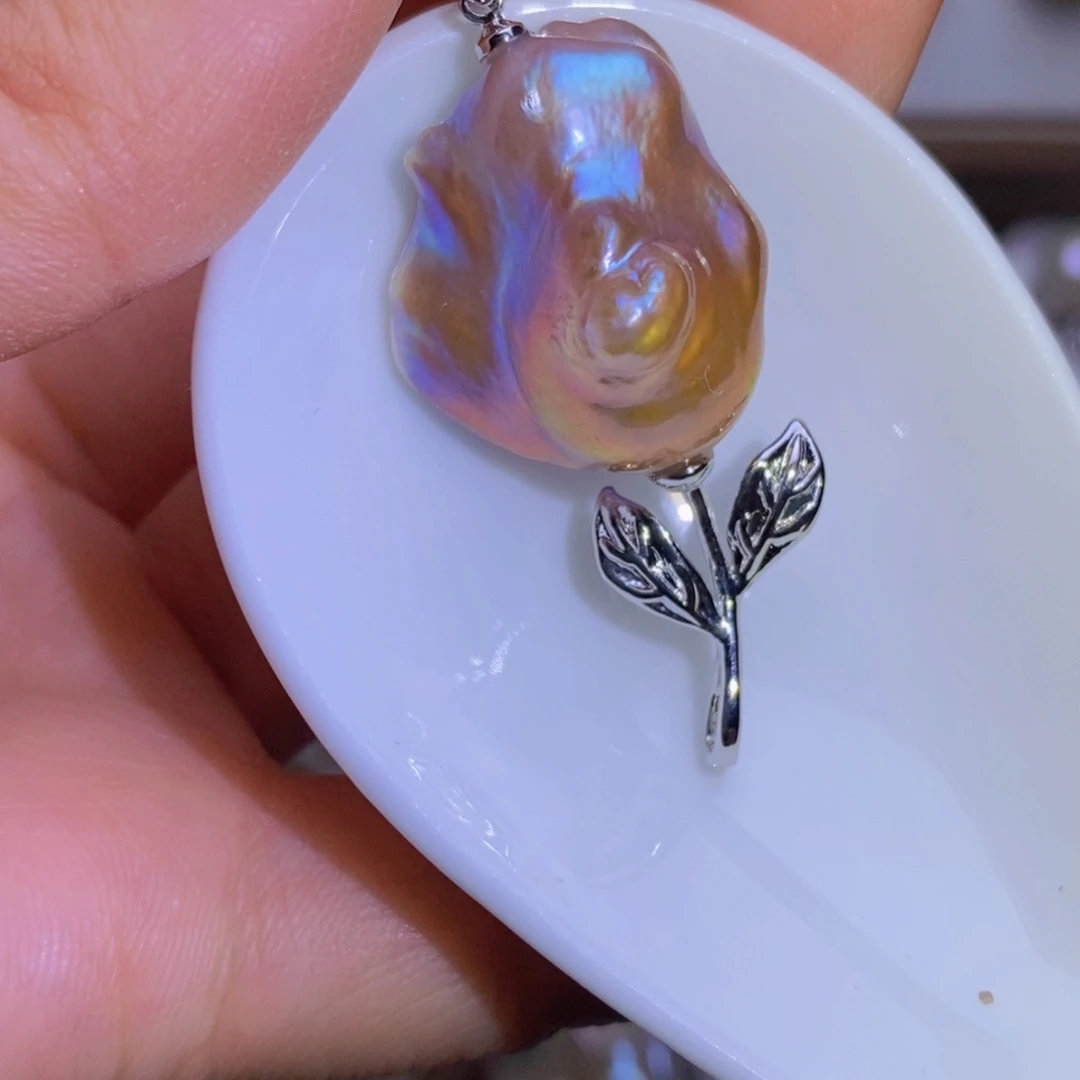 银S925镶嵌淡水珍珠淡水珍珠