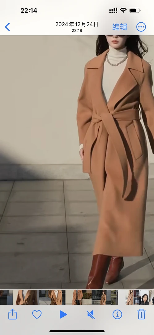 经典羊绒大衣女中长款翻领宽松显瘦呢子外套