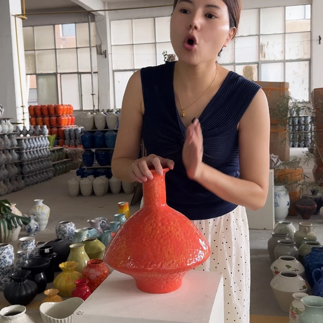 景德镇陶瓷花瓶安哥拉红