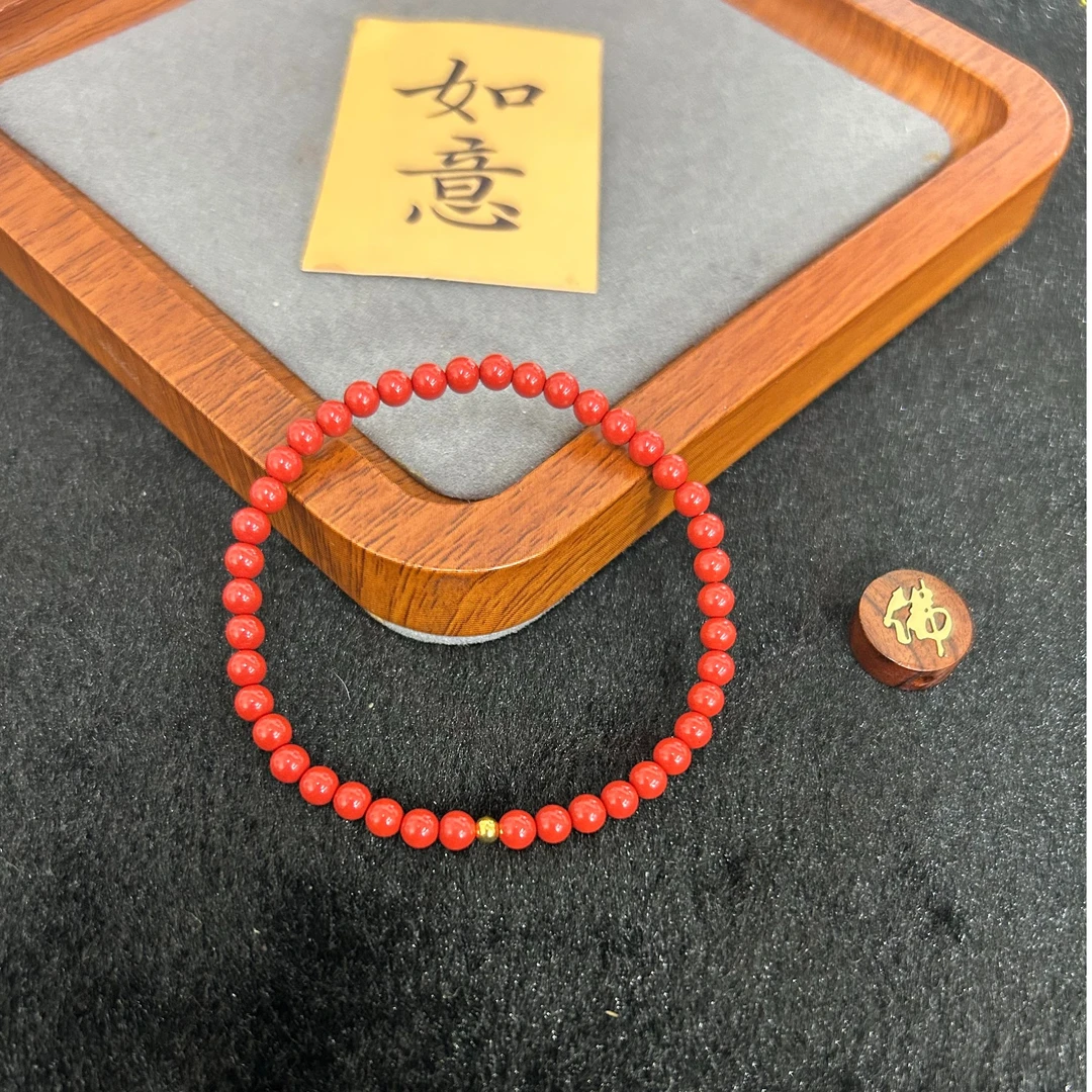 含辰砂工艺品朱砂手串手链4毫米高含量真朱砂红砂