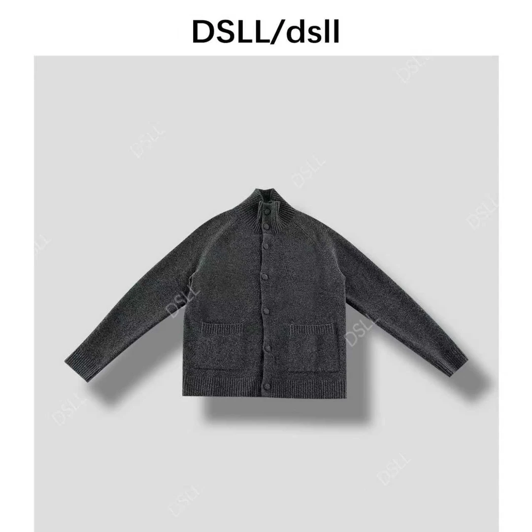 25天然羊毛混纺可翻高领位针织开衫毛衣D25649