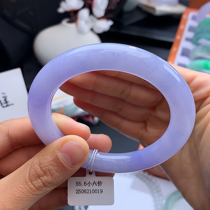 未镶嵌手镯翡翠56满紫圆条