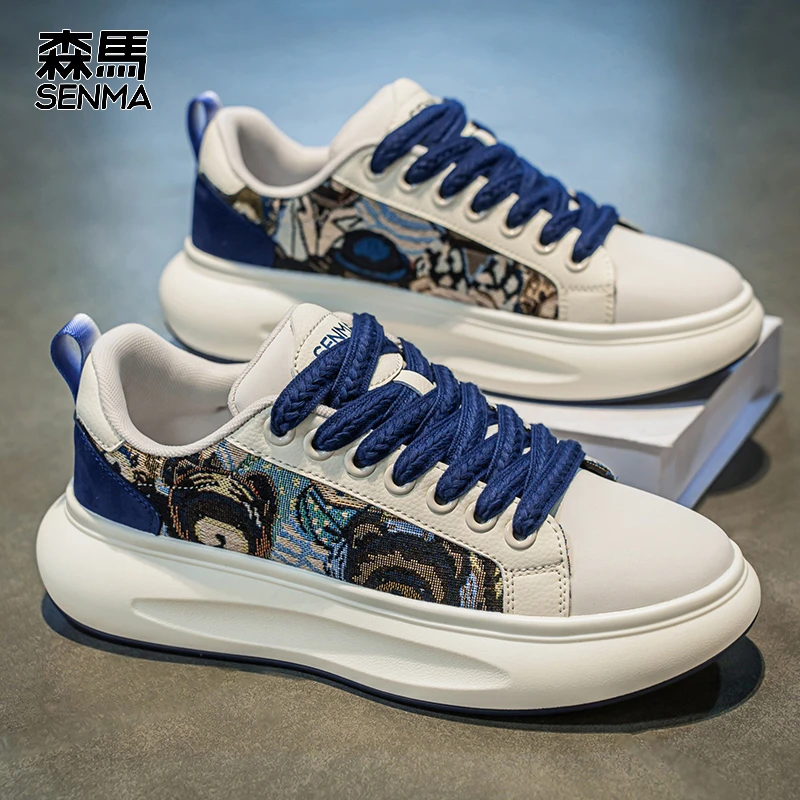 森马男鞋小白鞋新款夏季透气刺绣厚底增高男士运动潮流休闲板鞋