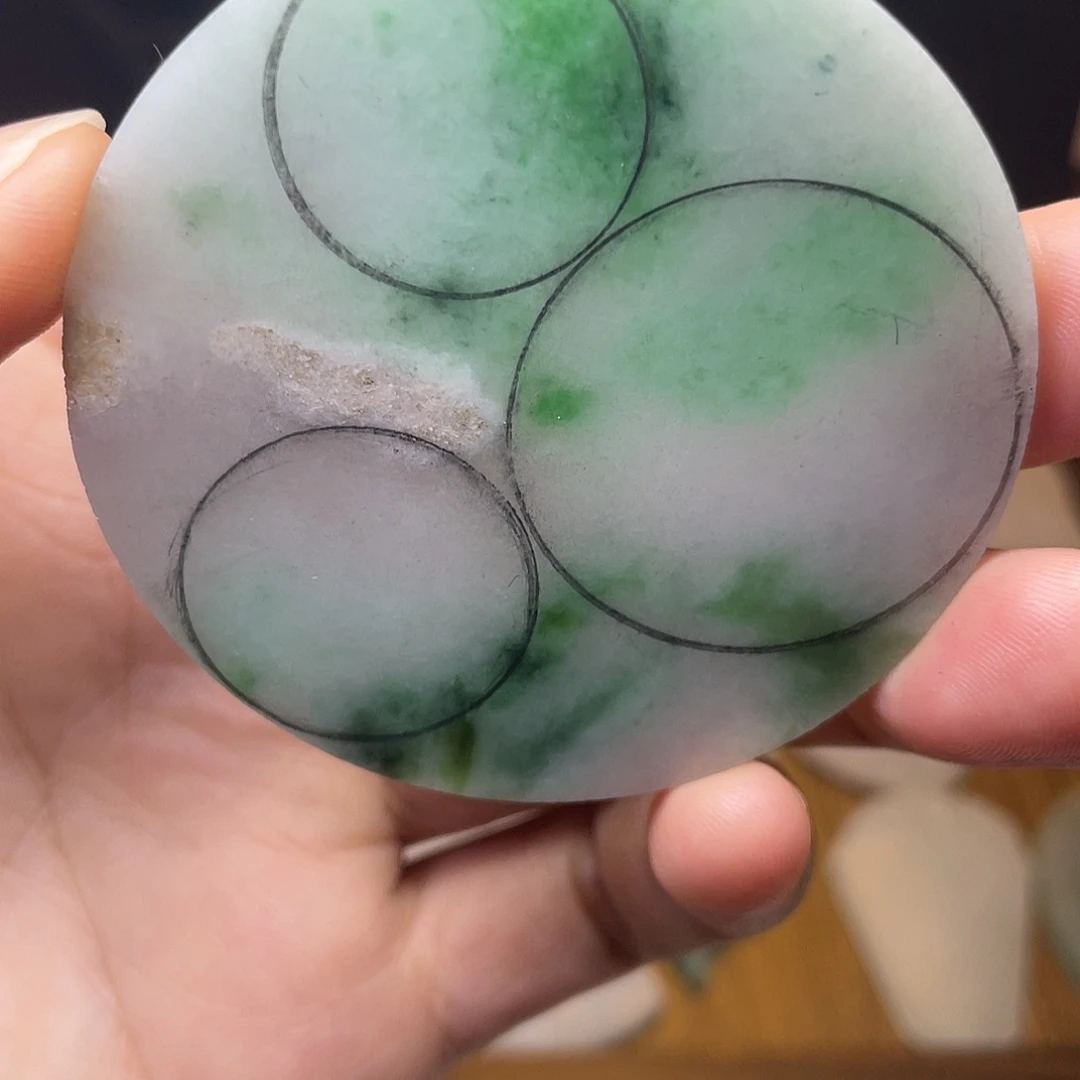 定制翡翠未镶嵌三个平安扣