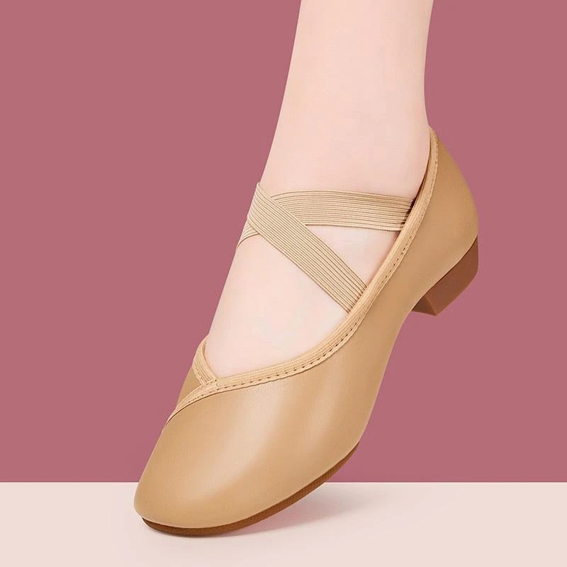 舞蹈鞋女中低跟软底透气真皮广场舞鞋室外成人古典舞教师鞋跳舞鞋