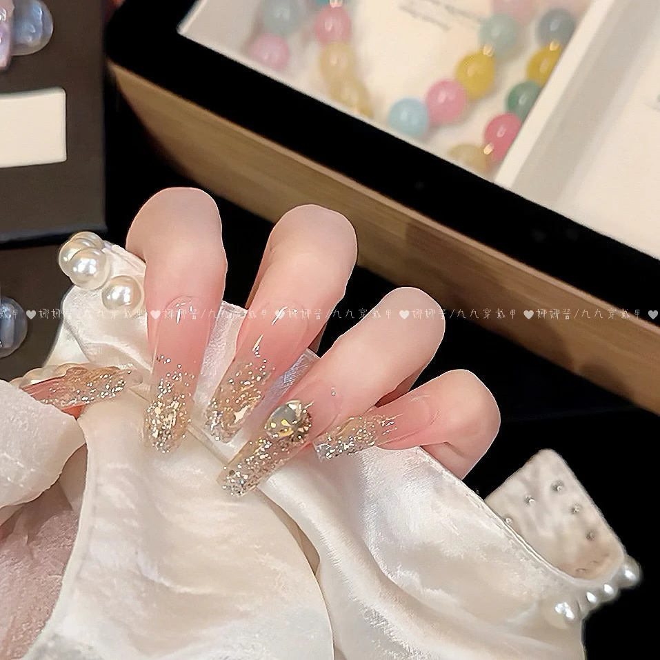 灿灿金秋 穿戴美甲纯手工猫眼美甲