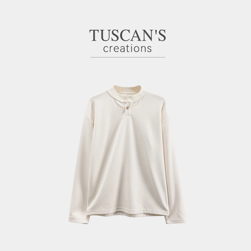 TUSCAN'S CREATIONS高领毛T恤冬季男士打底衫秋冬舒适百搭纯色