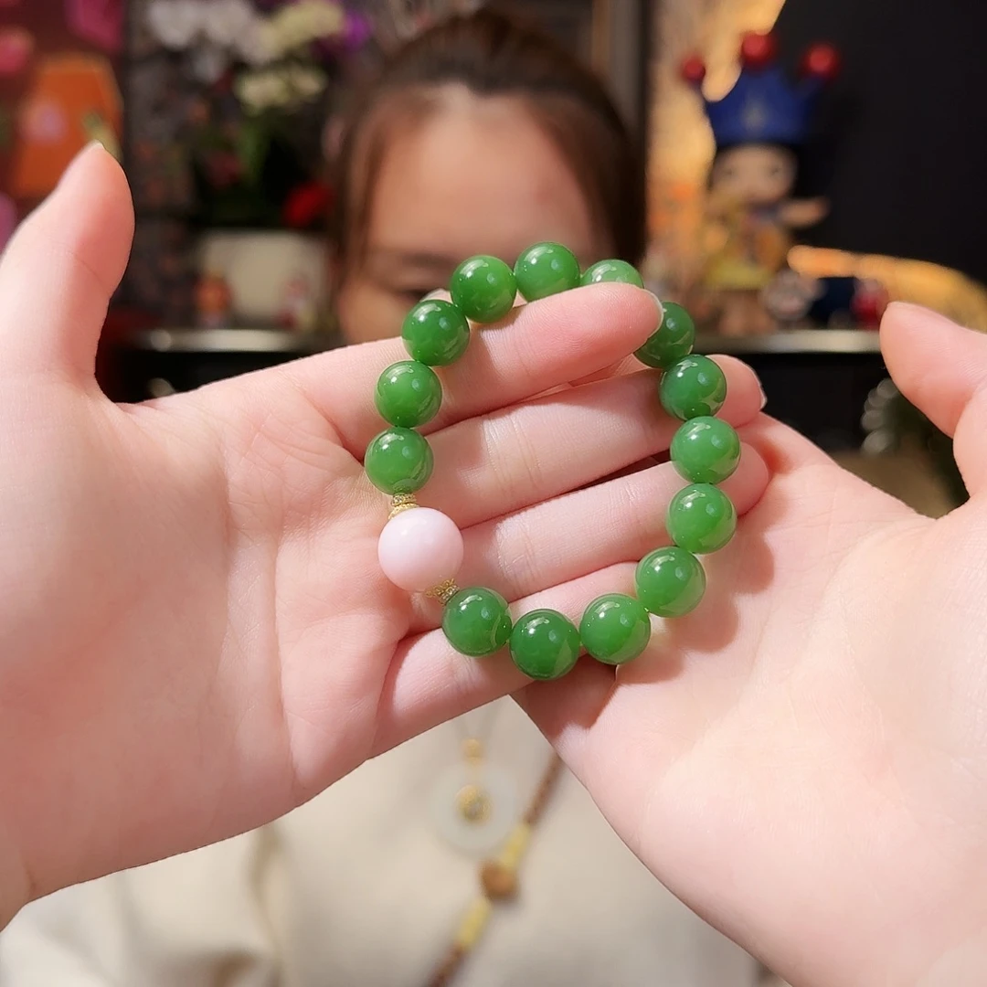 和田玉18K金镶嵌手链