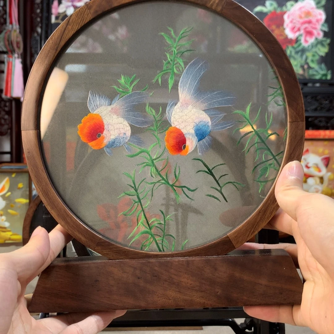木精品苏绣实木摆件