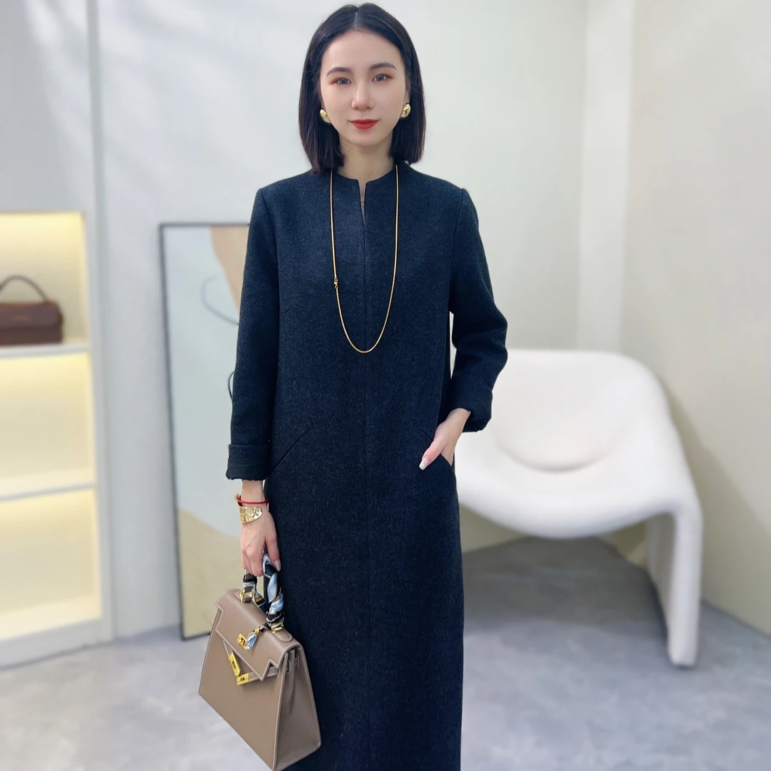 【SHERRY】-B秋冬精纺羊毛时尚气质宽松版中长款裙时尚长裙显瘦