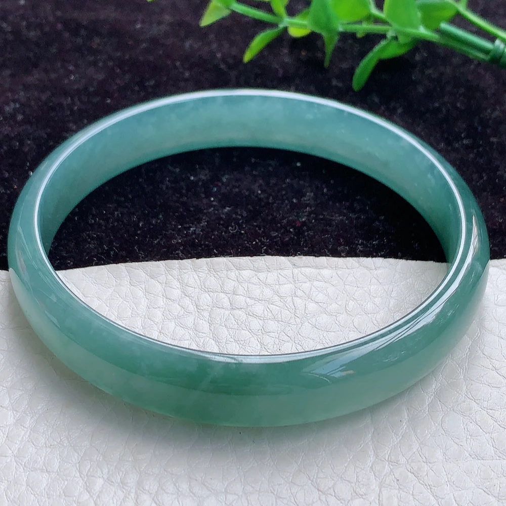 ll自然光 69大圈口冰种危料翡翠手镯蓝水宽边玉镯子69*12.2*5.6mm