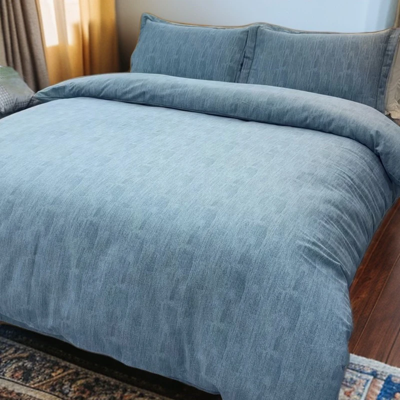 纯棉斜纹 透气全棉四件套-床单被套-【枕套部分颜色随机裁剪】