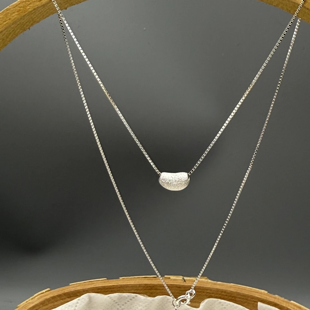 坠链均足银 足银相思豆锁骨链细项链女士