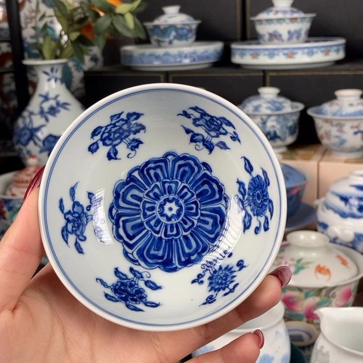 杯折葵非器四季花卉普洱杯