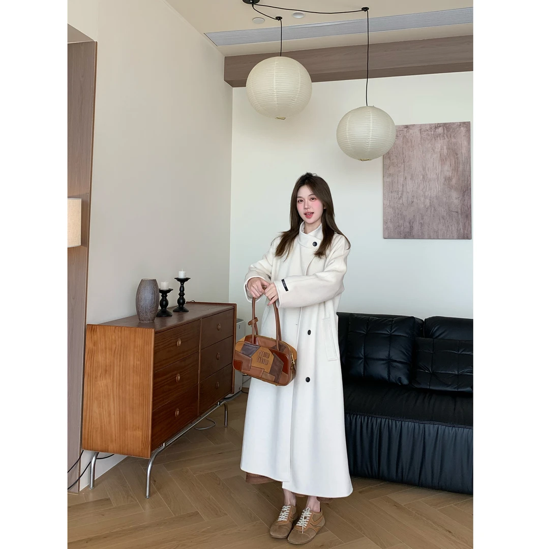 陳文文xenl【臻绒素雅】秋冬新款简约高级百搭长款双面呢外套女0053