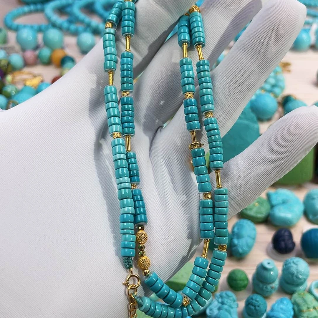 绿松石珠宝奇石18K金镶嵌