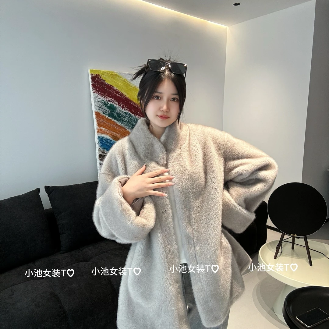 XIAOCHI 小池-宽松型冬季女常规款立领短外套厚款中长款