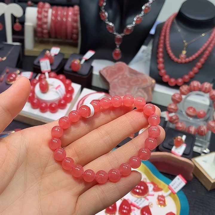 菱锰矿（红纹石）未镶嵌手绳