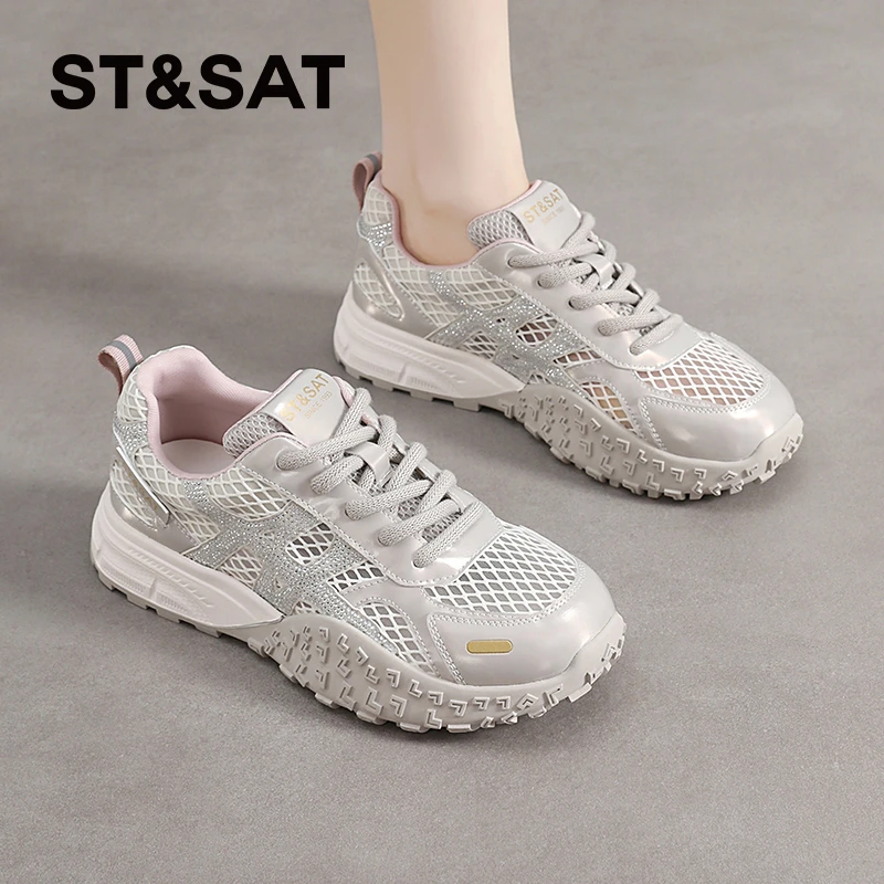星期六超火德训鞋女2025夏季新款镂空网鞋休闲运动鞋复古透气女鞋