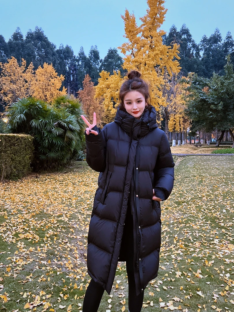 【24冬季保暖黑金系列】高端精品石墨烯连帽中长款羽绒服805