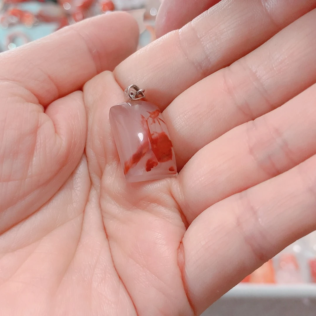 南红玛瑙吊坠(不含链)银S925镶嵌幽*草